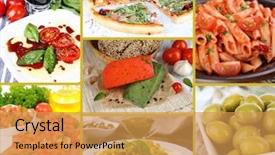  Presentation with italian food - Beautiful PPT theme featuring collage of tasty italian food backdrop and a yellow colored foreground