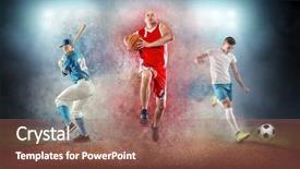  Presentation with basketball collage - Audience pleasing slide deck consisting of collage of team sport players backdrop and a violet colored foreground