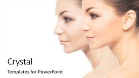  Presentation with skincare - Colorful PPT layouts enhanced with collage of two portraits backdrop and a white colored foreground