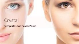 Presentation with skincare - Beautiful PPT layouts featuring collage of two spa female portraits face lifting skincare plastic surgery and make-up concept backdrop and a lemonade colored foreground