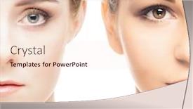  Presentation with skincare - Colorful PPT theme enhanced with collage of two spa female portraits face lifting skincare plastic surgery and make-up concept backdrop and a lemonade colored foreground