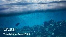  Presentation with sea coral - Amazing slide set having collage of underwater coral reef and sea surface and cloudy sky backdrop and a ocean colored foreground