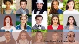  Presentation with old people - Theme with collage-of-various-adult-people background and a coral colored foreground