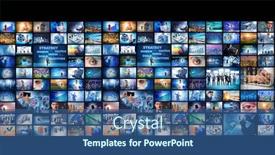  Presentation with collage - Slide deck consisting of collage-of-various-business-concepts background and a ocean colored foreground