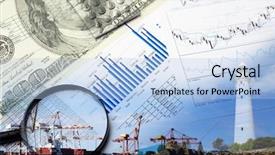  Presentation with elements - Colorful presentation theme enhanced with collage of various business elements backdrop and a light blue colored foreground