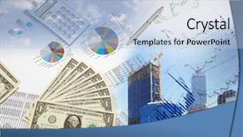  Presentation with business growth dollar - Theme having collage of various business elements background and a light blue colored foreground