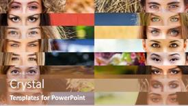  Presentation with eyes - Slide deck with collage-of-various-female-eyes background and a coral colored foreground