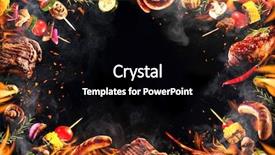  Presentation with flame - Colorful presentation theme enhanced with collage of various grilled meat backdrop and a black colored foreground