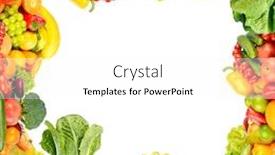  Presentation with square - Cool new PPT theme with collage-of-vegetables-and-fruits backdrop and a white colored foreground