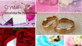  Presentation with wedding rings - Beautiful slide deck featuring collage of wedding rings backdrop and a coral colored foreground