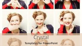  Presentation with facial - Cool new slide deck with target strategy imagination inspiration concept backdrop and a mint green colored foreground