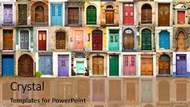  Presentation with colourful wood - Presentation design featuring collage of wooden colourful background and a coral colored foreground