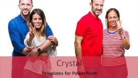  Presentation with confident love - Audience pleasing PPT theme consisting of collage of young and mature couple in love over isolated background showing and pointing up with fingers number two while smiling confident and happy backdrop and a red colored foreground