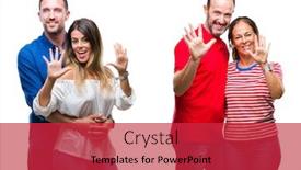 Presentation with confident love - Slides featuring collage of young and mature couple in love over isolated background showing and pointing up with fingers number ten while smiling confident and happy background and a red colored foreground