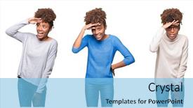  Presentation with far away - Slide set with collage of young beautiful african background and a  colored foreground