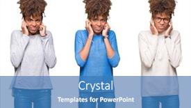  Presentation with noise - Presentation with collage of young beautiful african girl over isolated background covering ears with fingers with annoyed expression for the noise of loud music deaf concept background and a teal colored foreground
