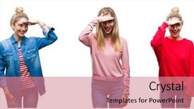  Presentation with young man and a woman - PPT theme having collage of young beautiful blonde background and a  colored foreground