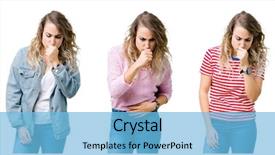  Presentation with collage - PPT theme consisting of collage of young beautiful blonde background and a light blue colored foreground