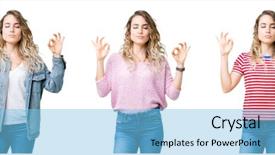  Presentation with collage - Audience pleasing slide deck consisting of collage of young beautiful blonde backdrop and a light blue colored foreground