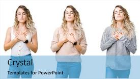  Presentation with swimming beautiful girl swims underwater - Audience pleasing PPT layouts consisting of collage of young beautiful blonde backdrop and a  colored foreground