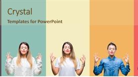  Presentation with beautiful midnight sun over - Presentation with collage of young beautiful woman background and a  colored foreground