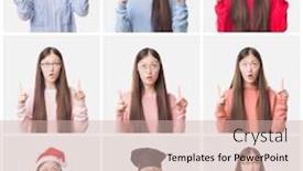  Presentation with doctor asian - Amazing PPT layouts having collage of young doctor chef asian woman isolated background amazed and surprised looking up and pointing with fingers and raised arms backdrop and a soft green colored foreground