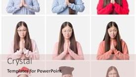  Presentation with asian doctor - Audience pleasing PPT layouts consisting of collage of young doctor chef asian woman isolated background praying with hands together asking for forgiveness smiling confident backdrop and a coral colored foreground