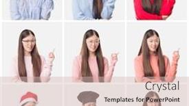 Presentation with doctor asian - Slide deck featuring collage of young doctor chef asian woman isolated background with a big smile on face pointing with hand and finger to the side looking at the camera background and a lemonade colored foreground