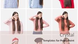  Presentation with asian doctor - Cool new theme with collage of young doctor chef asian woman isolated background smiling doing phone gesture with hand and fingers like talking on the telephone communicating concepts backdrop and a soft green colored foreground