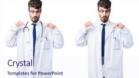  Presentation with collage medical - Amazing slide set having collage of young doctor man backdrop and a  colored foreground