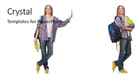  Presentation with female college student for health check up - Slide set enhanced with collage of young female student background and a sky blue colored foreground