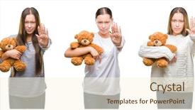  Presentation with teddy bear - Cool new presentation with collage of young girl holding backdrop and a cream colored foreground