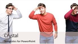  Presentation with metrics cloud collage business - Slide deck enhanced with collage of young handsome business background and a  colored foreground