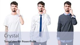  Presentation with lips mouth - Slide deck enhanced with collage of young man over isolated background mouth and lips shut as zip with fingers secret and silent taboo talking background and a light blue colored foreground