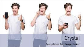  Presentation with sacred geometry symbol collage - Presentation design having collage of young man using background and a light blue colored foreground