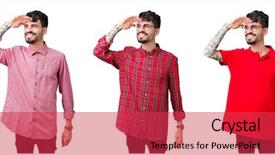  Presentation with far away - PPT theme enhanced with collage of young man wearing background and a  colored foreground