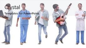  Presentation with young healthy people - PPT theme having collage of young people leading background and a light blue colored foreground