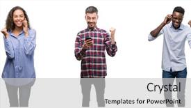  Presentation with people talking - Cool new slides with collage of young people talking backdrop and a  colored foreground