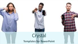  Presentation with people talking - Presentation theme consisting of collage of young people talking background and a  colored foreground