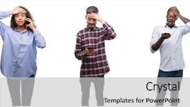  Presentation with angry people - PPT layouts with collage of young people talking background and a  colored foreground