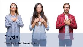  Presentation with people collage - Presentation design with collage of young people background and a  colored foreground