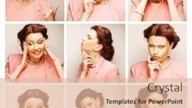  Presentation with composite - Colorful presentation enhanced with collage-of-young-woman-face backdrop and a lemonade colored foreground