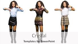  Presentation with conflict - Beautiful slide deck featuring collage of young woman wearing party looks over isolated white background doing thumbs up and down disagreement and agreement expression crazy conflict backdrop and a white colored foreground
