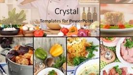  Presentation with delicious in memory - Slide set with collage on culinary theme consisting background and a coral colored foreground