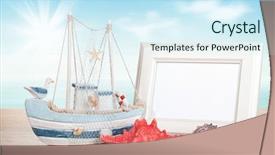  Presentation with seashell - Colorful slide set enhanced with collage pictures - photo frame starfish seashell backdrop and a cool aqua colored foreground