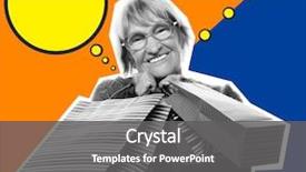  Presentation with pop art - Audience pleasing slide deck consisting of collage pop art style happy senior woman shopping bags bright background lifestyle concept backdrop and a gray colored foreground