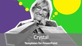  Presentation with pop art - Slide deck having collage in pop art style background and a gray colored foreground