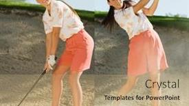  Presentation with shots - Presentation theme consisting of collage-portrait-of-female-golfer background and a coral colored foreground