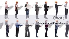  Presentation with architect - Presentation design enhanced with collage-profile-of-architect background and a  colored foreground