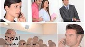  Presentation with office workers - Cool new theme with collage showing office workers backdrop and a coral colored foreground